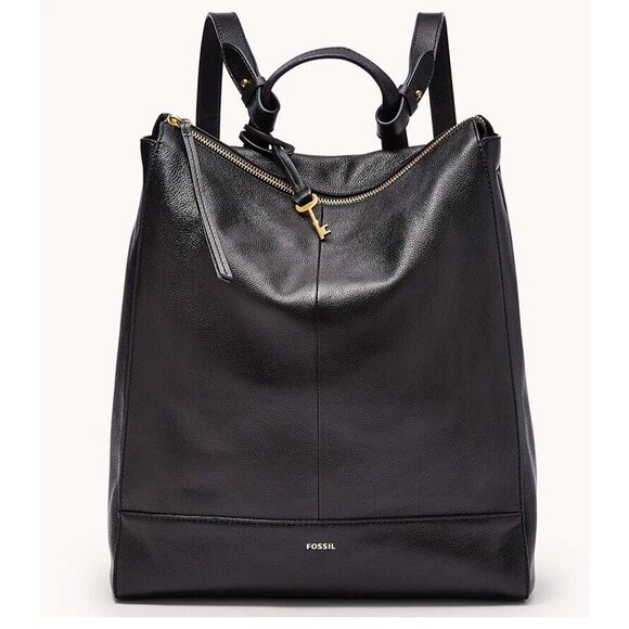 S Fossil Elina Large Convertible Backpack Black Leather SHB2976001 NWT $330 main image 4